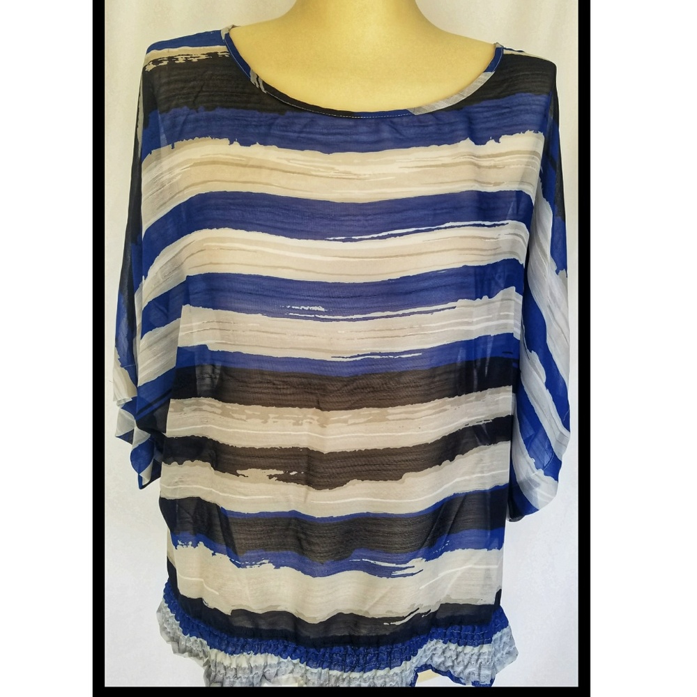 New York & Company Blue Dolman Sleeve  Top